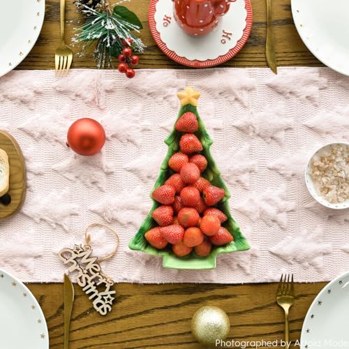 Pink Plush Christmas Table Runner 13x90 Inch Holiday Kitchen Decor