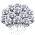 Disco Ball Balloons Set - 15pcs 18-Inch Silver Foil Inflatable Party Decorations - 70s 80s 90s Theme, Bachelorette, Y2K