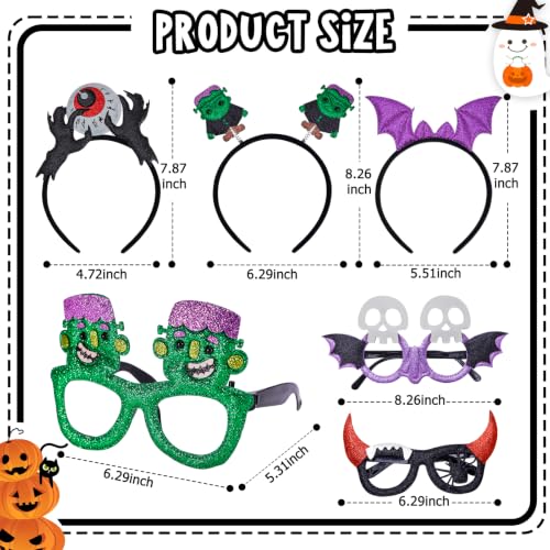 24-Pack Halloween Headbands and Glasses Frame Set Party Favors