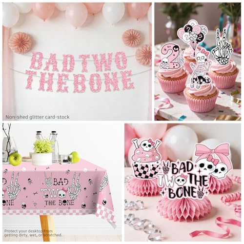 Girl Birthday Party Decorations Set with Skull Banner and Tableware - Serves 20