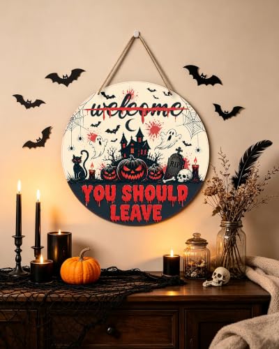 Halloween Wooden Door Sign - Haunted House Haunted House Decor