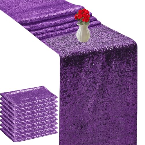 Purple Sequin Table Runners 72 Inches Long - Pack of 10 - Wedding & Party Decor