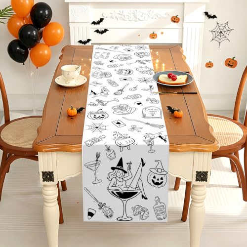 Halloween Bachelorette Table Runner Witch Bridal Shower Decor 13x72 Inch