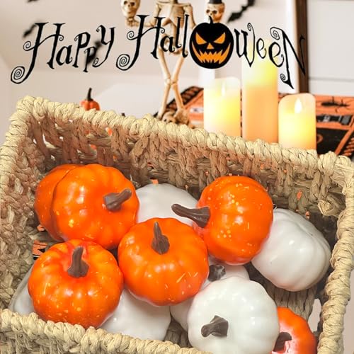 White Foam Pumpkins for Decorating - 12 Pack Mini Craft Pumpkins