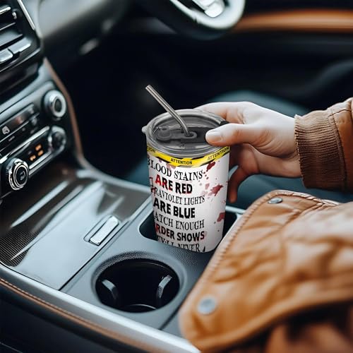 Humorous True Crime Scene Black Cat Tumbler - 20oz Stainless Steel with Lid