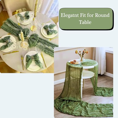 EcoEdge Sage Green Cheesecloth Table Runner 6 Pack 35x120 for Baby Shower & Wedding Decor