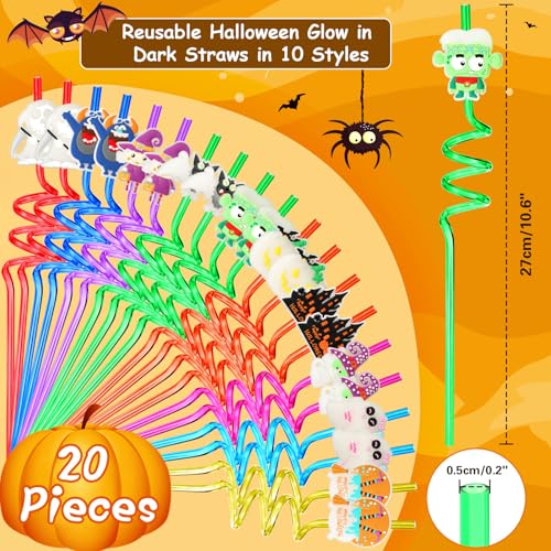 Halloween Glow Luminous Reusable Plastic Straws - Style Variation