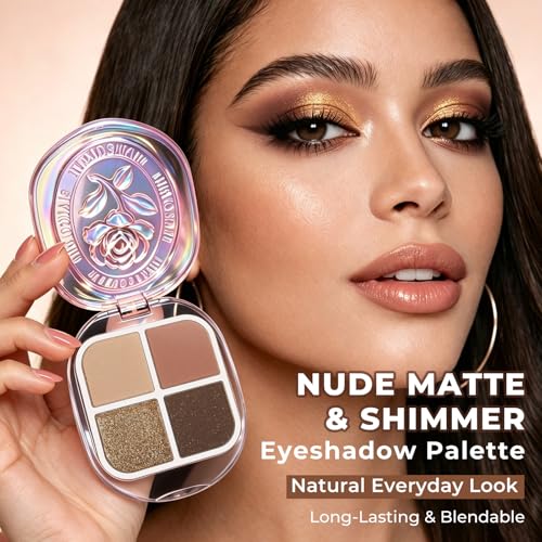 Neutral Nude Eyeshadow Palette - Taupe Brown & Gold Quad - Variation 01