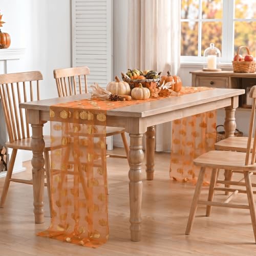 Fall Gauze Table Runner 120 Inch 3-Pack Orange Gold - 28 x 120 Inch