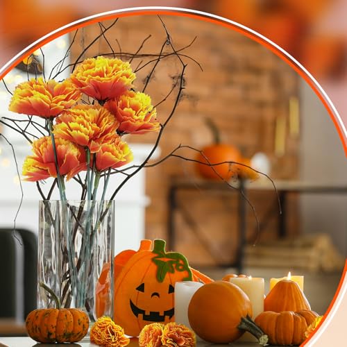 Artificial Marigold Flowers for Day of the Dead Decor - 50 Pcs, Gradient, 2.4 Inch
