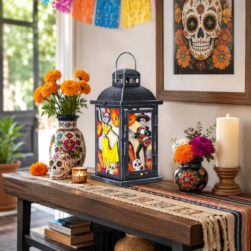 Dia de Los Muertos Skeleton Lantern with Lights - Variation of THIS Listing