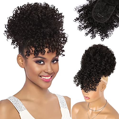 Afro Puff Drawstring Ponytail with Bangs for Black Women - Variation 2###