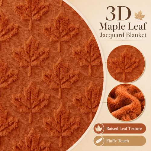 Halloween Fall Maple Leaf Blanket - Autumn Throw with 3D Maple Pattern - Cozy Decor for Couch Bed, 50x60 Inches - Variation: Halloween Fall Maple Leaf Blanket