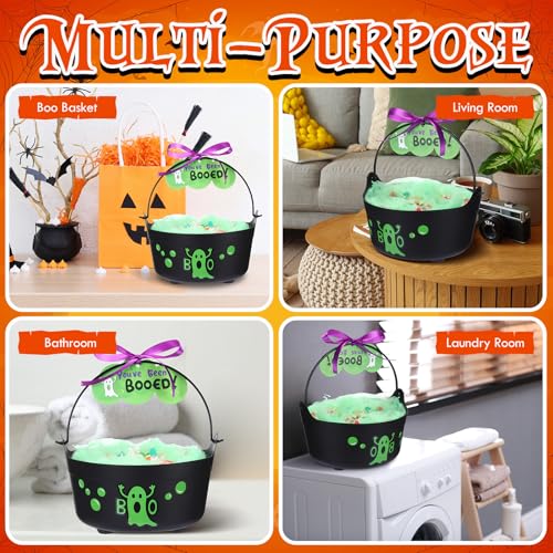 Halloween Boo Buckets Gift Set with Ghost and Spider Web Decorations - 4 Pack