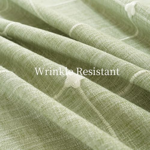 Green Plaid Rectangular Tablecloth 60x84 Inch Heavy Duty Linen Cotton Polyester