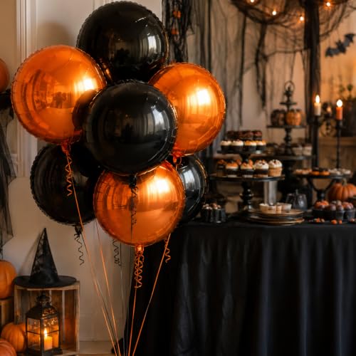 18 Inch Orange and Black Foil Balloons Set for Halloween & Fall Parties