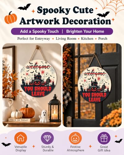Halloween Wooden Door Sign - Haunted House Haunted House Decor
