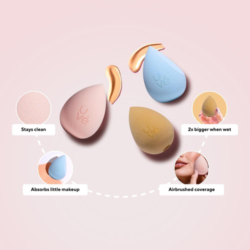 PURE Halo Makeup Blender Sponge, Streak Free Application of Liquid, Powder & Cream Foundation, Professional Complexion Blending Tool, Cruelty Free, Vegan, Latex Free