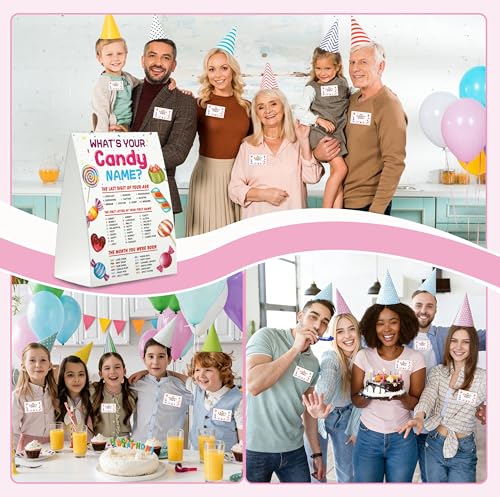 Candy Name Game Sign Set with Stickers - Birthday Party Decor, Variation: Candy