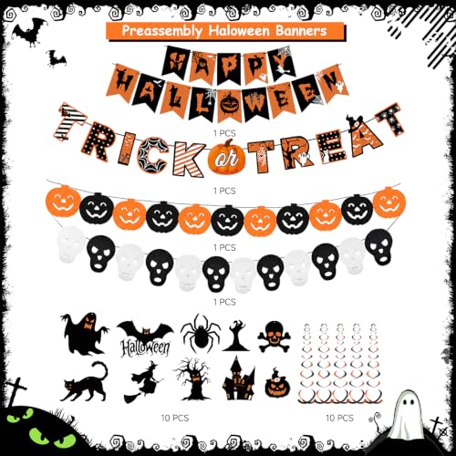 Halloween Party Decorations Banner Set - Black, Orange, White Holiday Decor