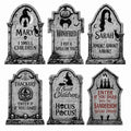 Outdoor Halloween Tombstone Yard Decorations with Stakes - Grey, 6 Pack Waterproof Cemetery Signs