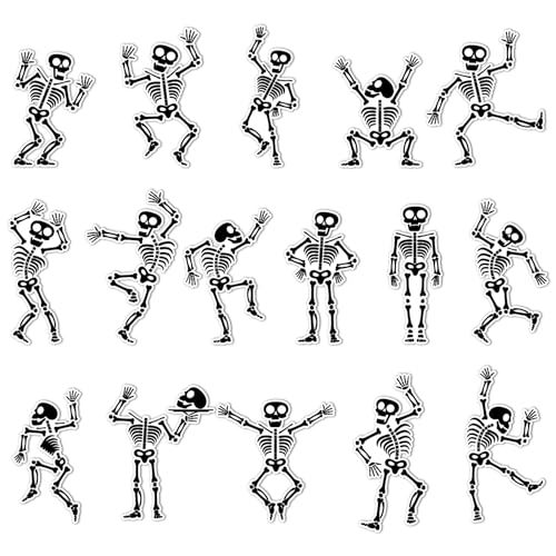 Halloween Refrigerator Magnets Skeleton Set - 16 Assorted Metal Stickers for Kitchen & Home Decor