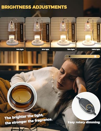 Marble White Candle Warmer Lamp with Cycle Timer, Dimmable Wax Melt Burner