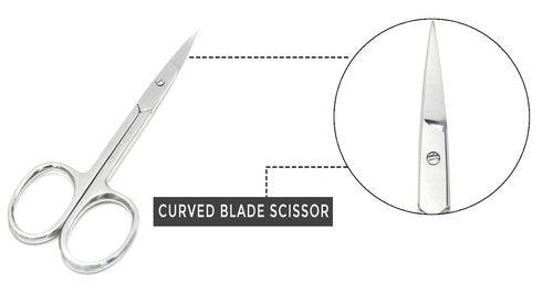 Melwey Eyebrow Scissors & Small Cuticle Scissors, 3.7 Inches – Curved Blade Manicure TSA Scissors, Stainless Steel for Eyelashes, Facial Hair, Pubic Hair, Men’s Moustache & Beard