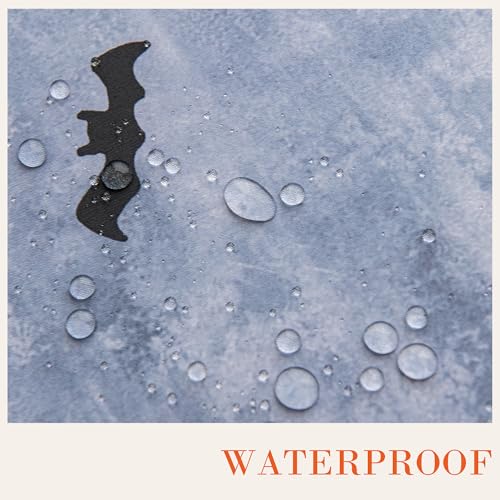 Halloween Waterproof Tablecloth - Spooky Pumpkin, Black Cat, Bat & Web Design - 84x60 Inches Rectangular