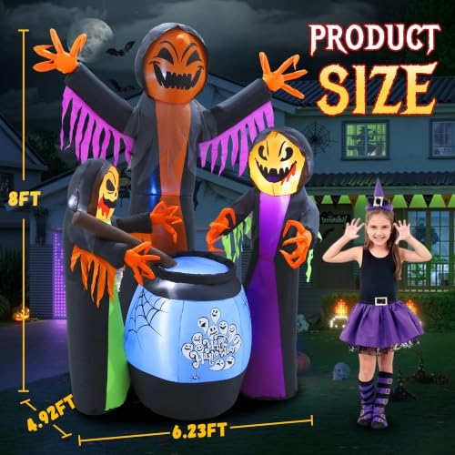 8FT Halloween Inflatable Witch Scene with Cauldron and Lights - Variation of This Listing