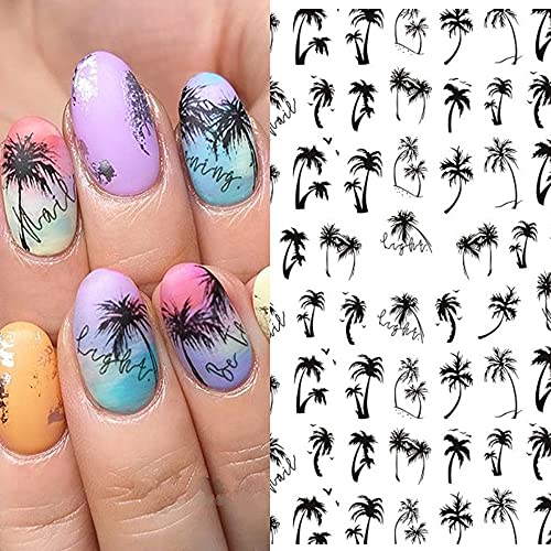 Tropical Palm Tree Nail Stickers Water Transfer Decals - 2 Sheets