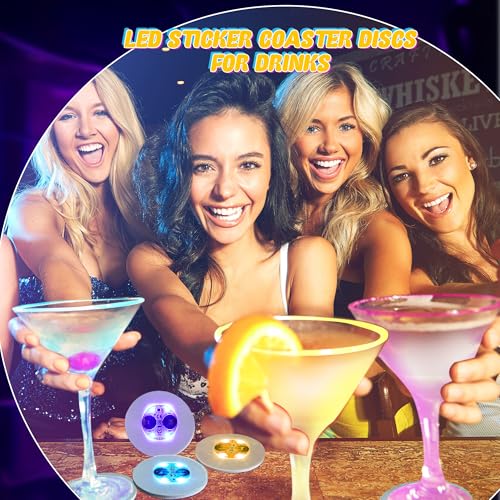 54 Pack LED Light Up Drink Coasters - Glow Luminescent Cup Coasters for Parties and Weddings - Color Style 1