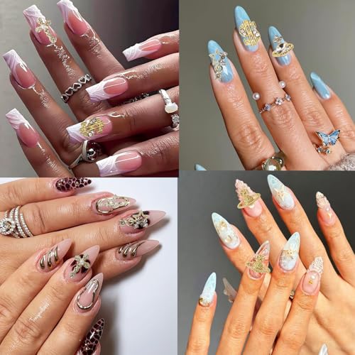 Gold Sliver 42PCS 3D Dollar Nail Charms for Manicure & Nail Art