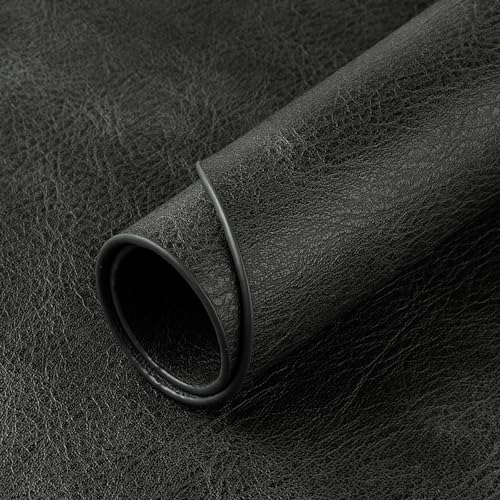 Faux Leather Placemats Set of 6 - Black, Ultra-Thick 2mm, No-Curl Flat Pack