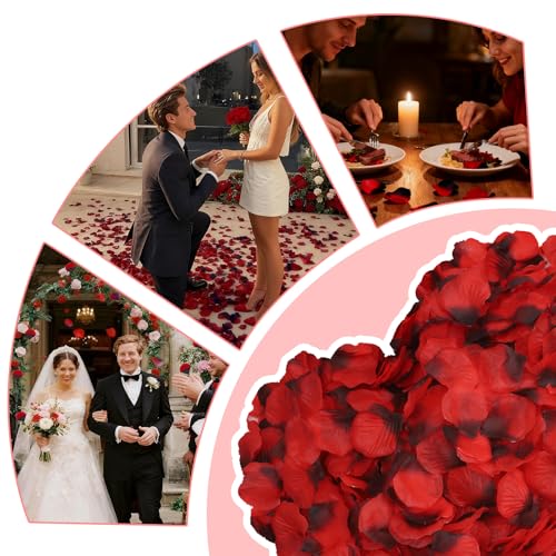 Artificial Rose Petals for Wedding & Party Decorations - 2200PCS Big Red Dot Black Variation