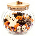 Halloween Pumpkin Jar with Lid - Airtight Glass Candy Canister for Party Decor