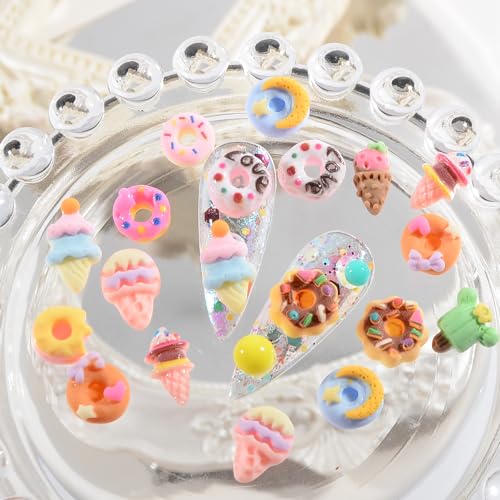 50PCS Dessert Nail Charms Set - Kawaii Resin Decorations for Nail Art & DIY Crafts