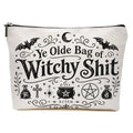 Multicolor Gothic Witchy Makeup Bag with Moon and Stars - Mystical Cosmetic Pouch