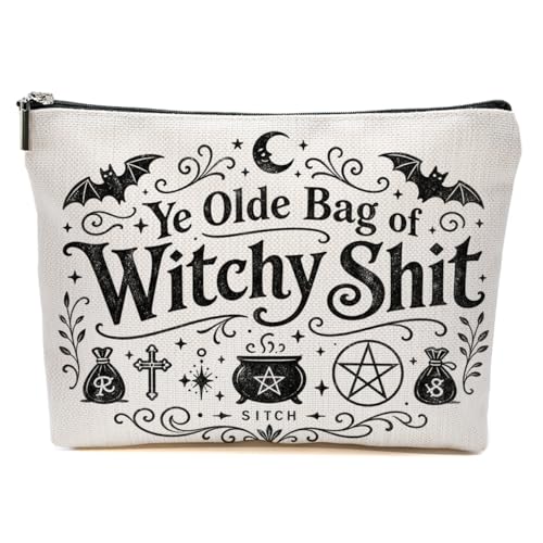 Multicolor Gothic Witchy Makeup Bag with Moon and Stars - Mystical Cosmetic Pouch