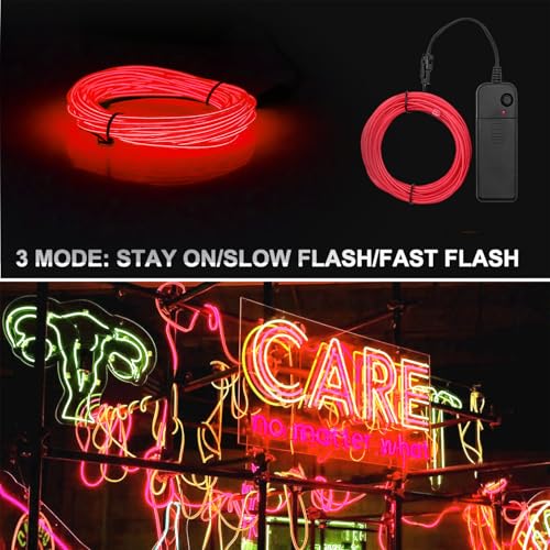 Ourbest 5M Red LED Strip Lights 5in1 Neon EL Wire for Cosplay Party Costume Decoration - Variation of THIS listing