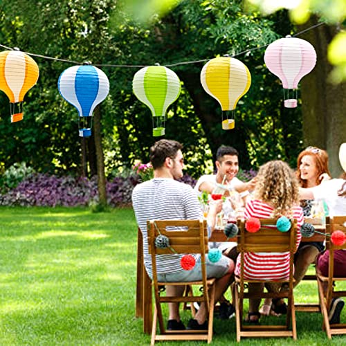 Multi-Color Hot Air Balloon Paper Lanterns - Hanging Chinese Party Decorations (Set of 10)