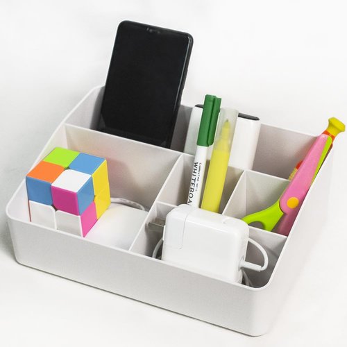 Granvela 5-Compartment Desktop Organizer for Home, Office, and Daily Essentials(Creamy White)