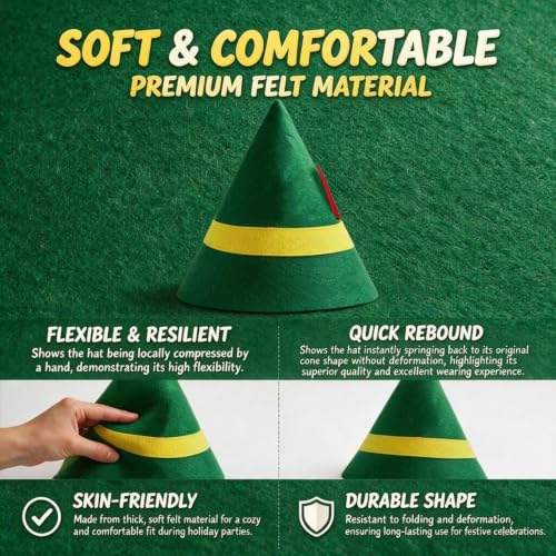 Green Christmas Elf Hat Bulk for Adults - Santa Elf Costume Accessories