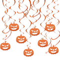 Halloween Pumpkin Hanging Decorations - Orange Swirls, Party Favors, 15pcs - Pumpkin-Orange