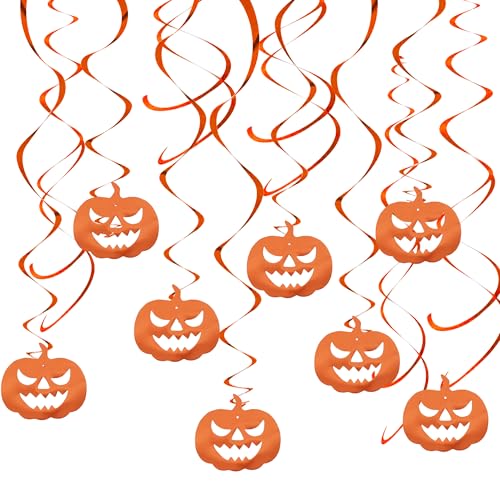 Halloween Pumpkin Hanging Decorations - Orange Swirls, Party Favors, 15pcs - Pumpkin-Orange