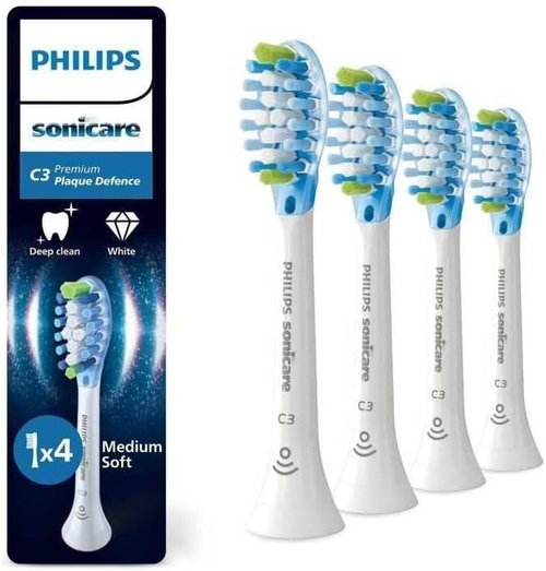 Philips Sonicare C3 Premium Plaque Defence Toothbrush Heads - White 4-Pack | HX9044/87