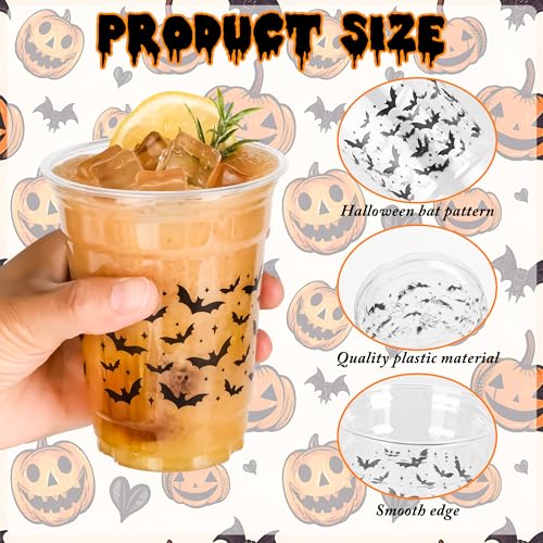 50Pcs Halloween Bat Plastic Cups - 12oz Disposable Party Cups for Fall Events