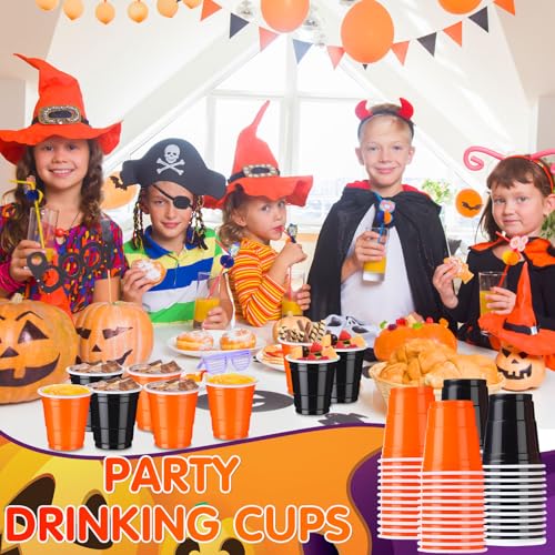 50 Pcs Halloween Plastic Shot Glasses 2 oz Disposable Party Cups - Black & Orange