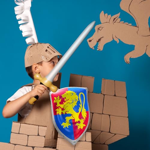 12 Pcs Medieval Knight Inflatable Sword and Shield Set - Prince Party Favors, Cosplay Accessories – Variation of THIS listing