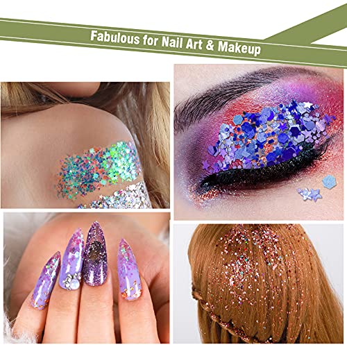 Star Variation Chunky Nail & Body Glitter Set - 32 Colors with Stars